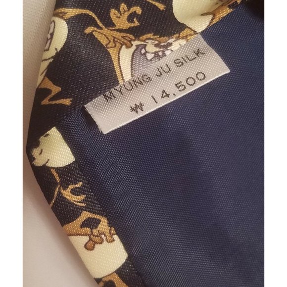 Taz Looney tunes Rene Chagal handmade men's novelty necktie Myung Ju silk - Picture 2 of 5